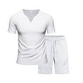 thumbnail image 4 of Men's 2 Piece Outfits Short Sleeve T-shirt Tracksuit Summer Tee Shirt and Shorts Set 2 Sets Casual Sports Suit, 4 of 8