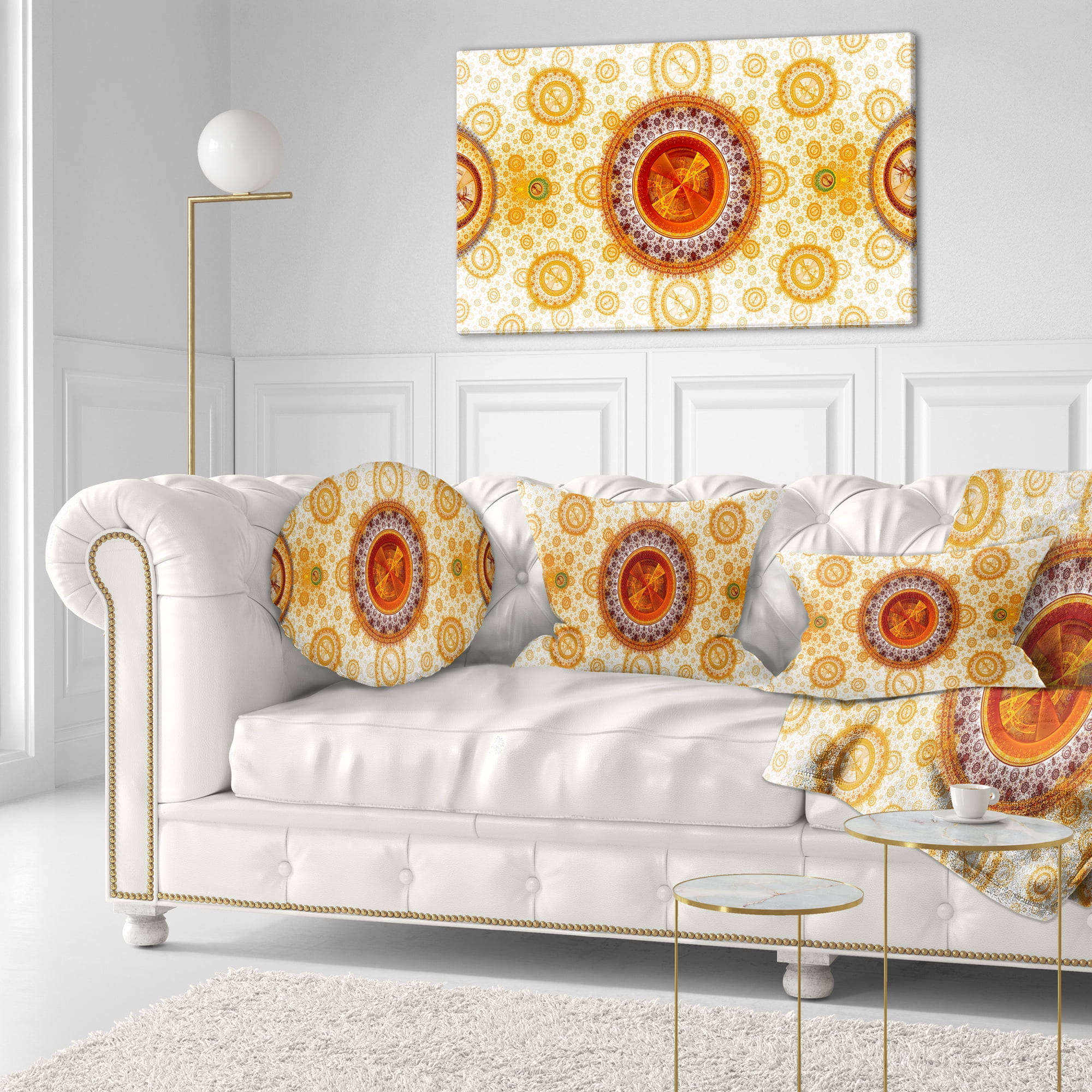 Designart Yellow Psychedelic Relaxing Art - Abstract Throw Pillow - 12x20