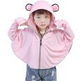 thumbnail image 3 of Camisas Para Hombres! QATAINLAV Children's Sun Clothes Outdoor Ice Silk Boys and Girls Breathable Hooded Shawl Tops Long Sleeve Zip Up Sun Protection Shirts Pink L, 3 of 4