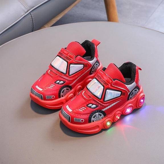 Tdoqot Toddler Boys Casual Shoes- Cool Breathable Luminous Kids Sport Running Sneakers Red Size Toddler 5-11