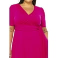 thumbnail image 5 of MOA Collection Women's Plus size Stylish Solid Faux Wrap Dress with Deep V-Neck, 5 of 5