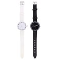 thumbnail image 2 of 2pcs Girls Solid Color Watch Fashionable Wrist Watch Student Gift (White, Black), 2 of 7