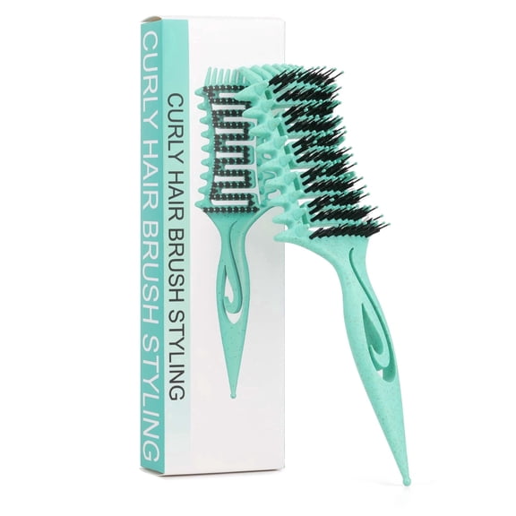 DUAIU Curl Defining Brush,Curly Hair Brush,Vented Hair Brush for Detangling, Shaping and Defining Curls For Women and Men Less Pulling (Green)