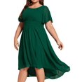 thumbnail image 1 of Vestido de cóctel Ever-Pretty Plus con cuello en V de gasa verde oscuro, 1 of 6