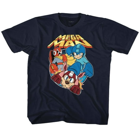 Mega Man Flat Colors Navy Youth T-Shirt