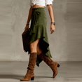 thumbnail image 2 of Aellinatey Fringe Detail Elegant Skirt Women High Waist Knee Length With Asymmetrically Hems, 2 of 8