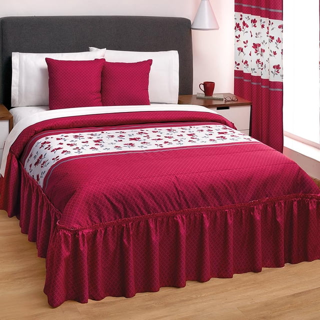 Colcha King Size Ultra Suave Diseño Rojo Floral Con Cojines Incógnita E35519