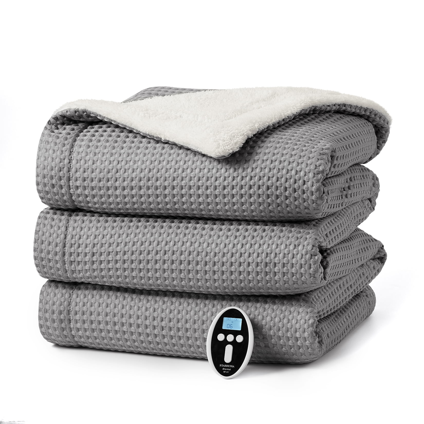 Heated Blanket with Wireless LCD Controller, 84" x 90" Queen Size Waffle Electric Blankets, Machine Washable Heated Blanket , ETL Certified, Gray