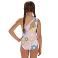 thumbnail image 2 of Whosucclay Cartoon Daisy Pattern Girls One Piece Swimsuit with Mesh Cover Up, Polyester Material Adjustable Strap Comfortable Girls One Piece Swimsuits, 7-8 Years Old, 2 of 12