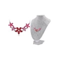 thumbnail image 5 of Fuchsia Tone Crystal Elements Flower Gathering Rhinestone Necklace, 5 of 5