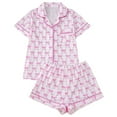 thumbnail image 6 of Womens Pajama Sets Bow Printed Collar Short Sleeve Shorts Cute Comfortable Sleepwear Loungewear Nightwear Nightclothes Homewear, 6 of 6