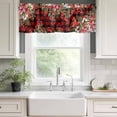 thumbnail image 3 of Cardinal Bird Rod Pocket Curtain Valance, Poinsettia Pine Cones Berry Flowers Red Plaid Farmhouse Window Valance for Living Room, Bedroom, Kitchen 54"W x 18"L, 3 of 9