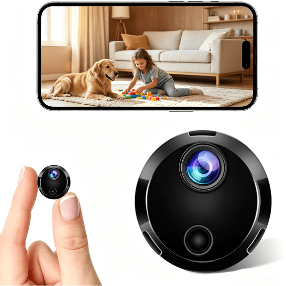 Mini WiFi Security Camera 1080P Indoor Surveillance Cam with Loop Recording Night Vision Motion Detection Built‑in Battery for Home Monitoring