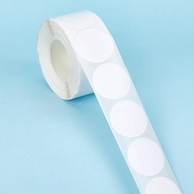 2 rollos de pegatinas de sellado para pegar etiquetas adhesivas con imágenes blancas de 25 mm (500 unidades/rollo)