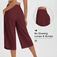 thumbnail image 3 of Women's Wide Leg Capri Pants Quick Dry Yoga Lounge Hiking Pants with Pockets Loose Comfy Summer Drawstring Wine, 3 of 6