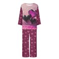 thumbnail image 3 of CZHJS Valentine's Day Womens Pajamas for Women Set Long Sleeve Festival Party Holiday Loungewear Pj Sets Matching Outfits Pajama Wide Leg Pants and Scoop Neck Shirts Sets&nbsp; 2 Piece Plus Size, 3 of 3