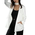 thumbnail image 6 of Jess by Meiko Women's Faux Suede Jackets Long Sleeves Notched Lapel Wear-to-Work Wrap Belt Blazer L White, 6 of 8