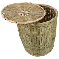 Greenadscape 1 Set Rustic and Simple Style Woven Bamboo Storage Basket With Lid 7.9x7.9x7.1in for Indoor Use