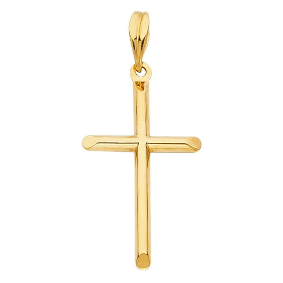 14k Yellow Gold God's Love Cross of Christ Pendant Christian Faith Charm Jewelry Female Unisex