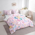 thumbnail image 2 of jejeloiu Cute Unicorn Monogram S 7 Pieces Bedding Comforter Set For Girls,Colorful Star Initial Art Full Bedding Set For Kids,Colorful Stars Reversible, 2 of 7