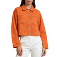 thumbnail image 3 of Women's Oversized Distressed Denim Jacket Casual Wash, 3 of 9