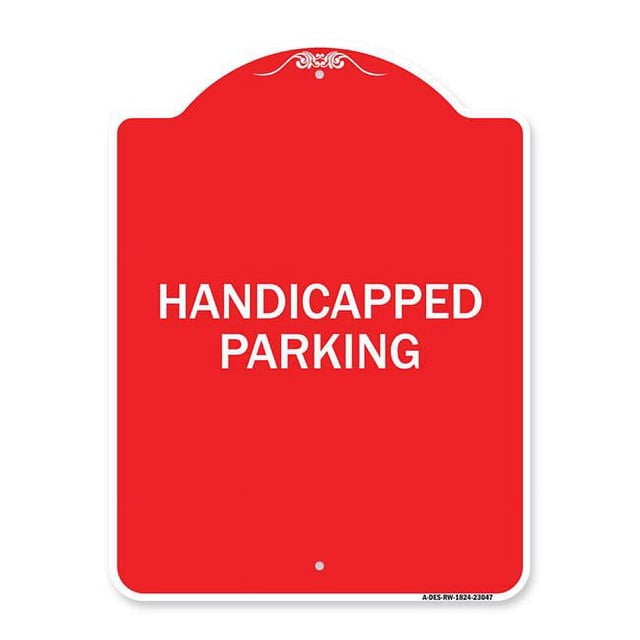 SignMission A-DES-RW-1824-23047 18 x 24 in. Designer Series Sign - Reserved Parking Sign Handicapped Parking Visitor Use Only with Graphic, Red & White
