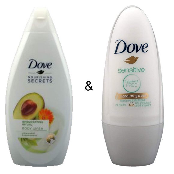 Body Wash Invigo Ritual 500 by Dove & Roll-on Stick Sensitive 50ml by Dove