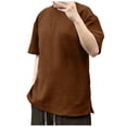 thumbnail image 1 of TSADFHJI T-Shirts pour Hommes Manches Courtes Graphique Automne Hommes Texture Embossée Impression Poche Cachée Col Rond T-Shirt Ample Décontracté T-Shirt TTTTG Café, 1 of 7