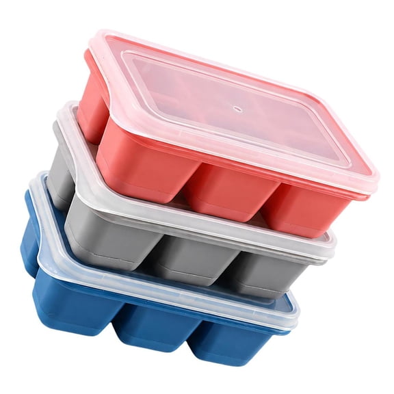 Broth Portion Freezer Mold Set, Silicone Chilling Tray With Covers, 3 Pack 6-Cavity Easy Release Design for Kitchen Drinks, Sauce Prep, Puree Cooling