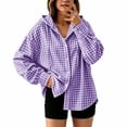 thumbnail image 5 of Guluxicc Plaid Hoodies for Women Drawstring Button Down Long Sleeve Lounge Hooded Blouses for Everyday Wear Fall Winter Casual Blouses, 5 of 6