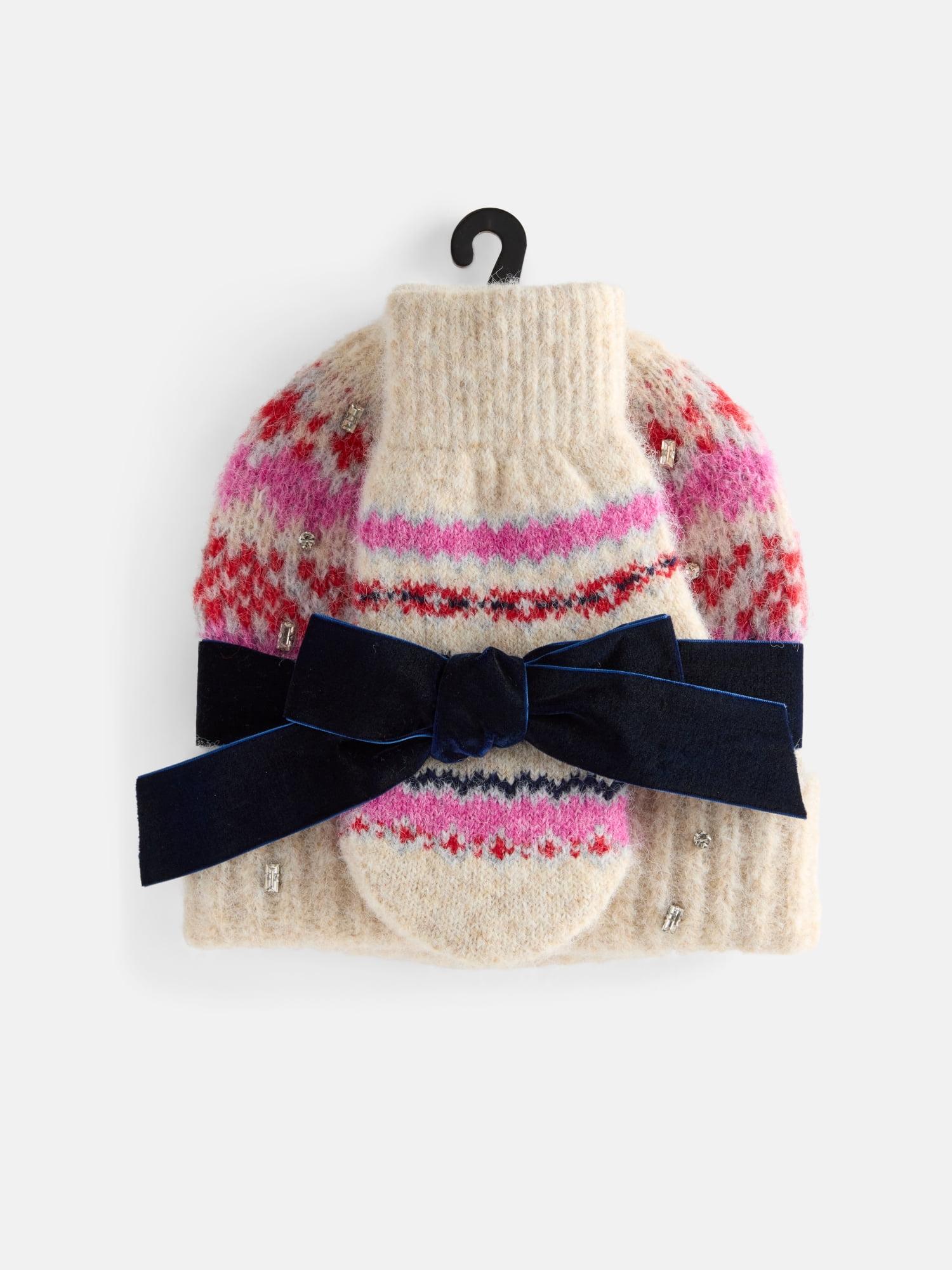 Free Assembly Women's Beanie Mitten Set, Oatmeal