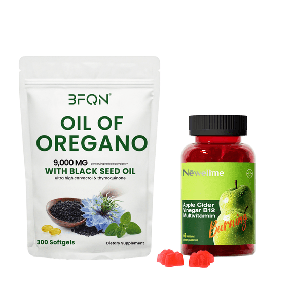 BFQN Oil of Oregano & Black Seed Oil Softgels – 9000mg, Organic Herbal Supplement for Men & Women, Natural Antioxidants, Non-GMO, 300 Count
