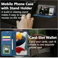 thumbnail image 4 of Premium PU Leather Flip Folio Case for iPhone 15, Magnetic Closure Protective Case Kickstand Function Card Cash Slots Shockproof Durable Wallet Cover Soft TPU Inner Phone Case - Blue, 4 of 17