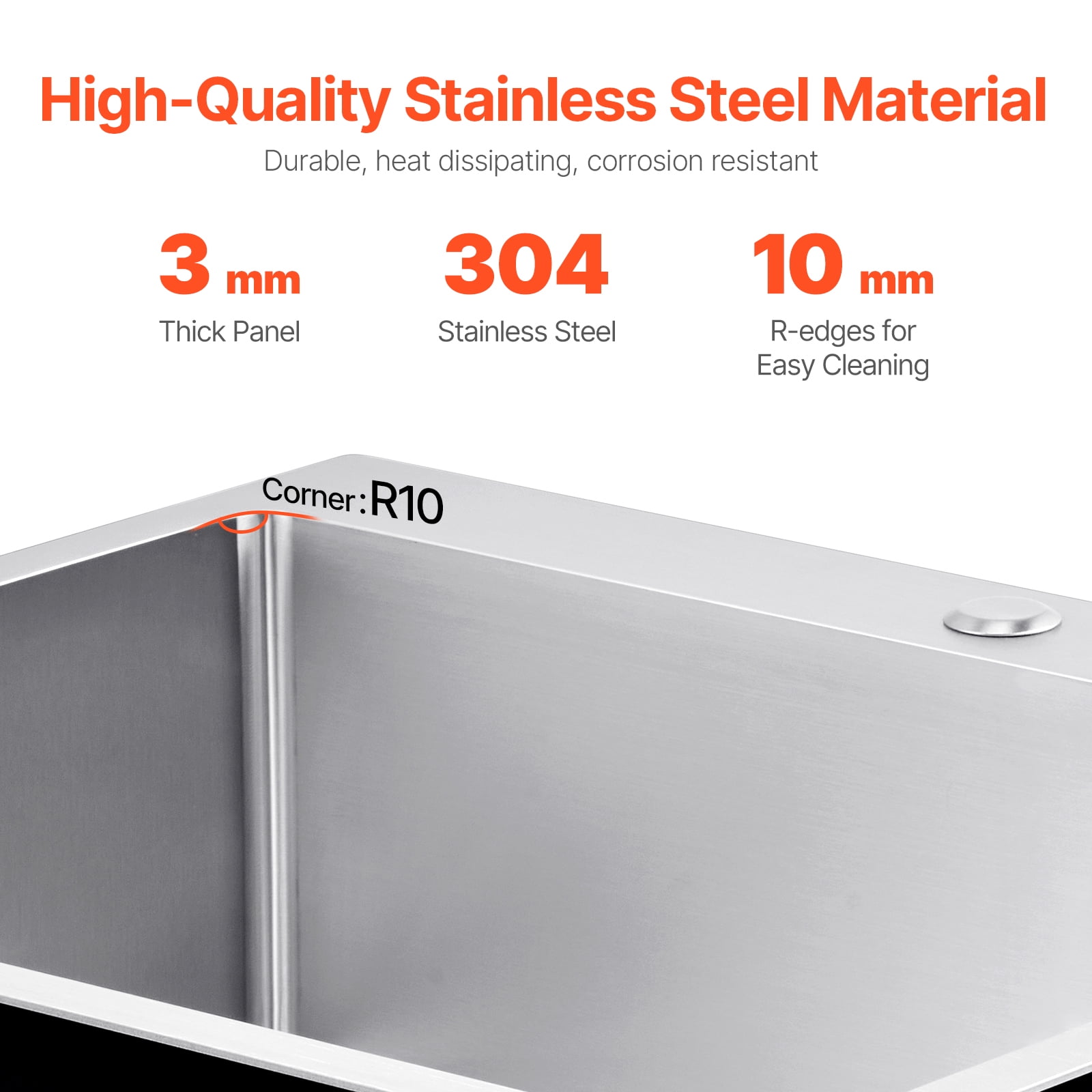 KFFKFF 25" Stainless Steel Kitchen Sink, Top-Mounted Single Bowl Drop-in Sink, with Noise Reduction X-shaped Drain Design and Anti-Condensation, Suitable for RV, Prep Kitchen