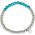 thumbnail image 2 of Stainless Steel Polished Synthetic Turquoise Beaded Stretch Bracelet Made In China -Jewelry By Sweet Pea, 2 of 6