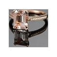 thumbnail image 3 of Limited Time Sale Antique 1.50 Carat Peach Pink Morganite (7x5mm Emerald Cut Morganite) and Diamond Moissanite Engagement Ring with 18k Gold Plating, 3 of 4