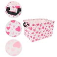 thumbnail image 4 of Unique Bargains 1 Pc Storage Basket with Handles Heart Print Gift Basket 14.9"x10.2"x8.6" Rose Pink White, 4 of 6