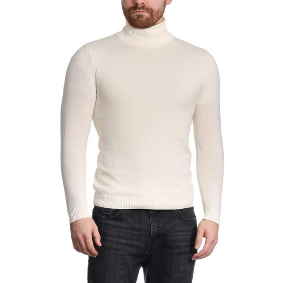 Arthur Black Men's Solid Cream Pullover Cotton Blend Turtleneck Sweater Shirt