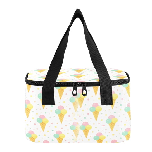 6L Insulated Lunch Bag Square Handheld Cooler Tote Colorful Ice Cream Pattern Reusable Thermal Bag with Polyester & Aluminum Lining for Work Picnic Travel