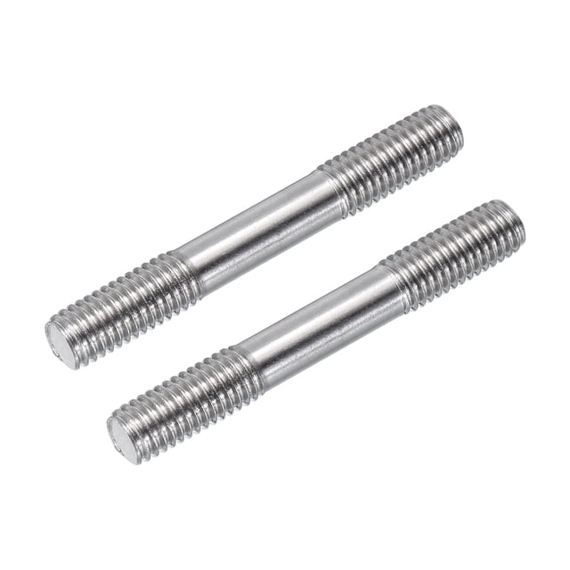 Unique Bargains M8x60mm 304 Tige de Poussée en Acier Inoxydable Tige Filetée à Double Extrémité pour Bricolage, 2Pack