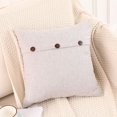 thumbnail image 2 of Funda de almohada decorativa, estilo rústico de lino con cierre de tres botones para sofá cama o sillón, colores neutros Cozy Essence, juego de 2, blanco grisáceo, 2 of 5