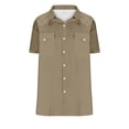 thumbnail image 5 of Men's Short Sleeve Button Down Shirt Casual Blouse Top with Pocket Vintage Turndown Collar Loose Fit for Business Casual Vacation Beach Holiday Office Work | Ihhxva,Brown 2XL, 5 of 9