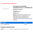 thumbnail image 2 of Rear Bumper Cover Molding - Compatible with 2016 - 2018 BMW 330e 2017, 2 of 2