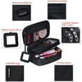 thumbnail image 3 of Makeup Bag Organizer, Portable Travel Toiletry Bag for Women, Large Capacity Double Layers Make up Bag With Brush Compartment and Handle, Black Cosmetic Bags for Women Travel Must Haves, 3 of 5