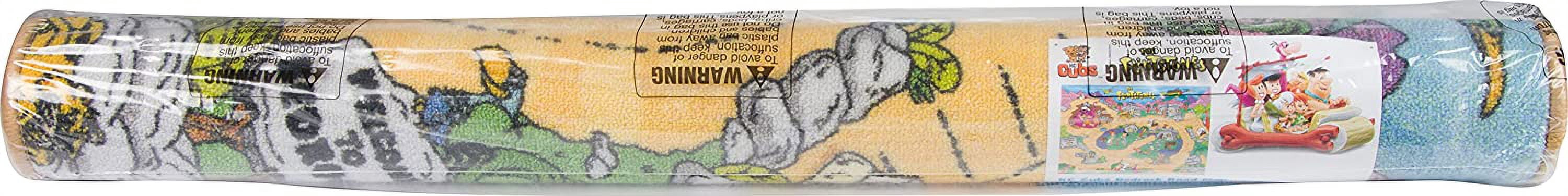 KC Cubs | Flintstones Bedrock Road Map Educational Learning & Game Area Rug Carpet for Kids and Children Bedrooms and Playroom