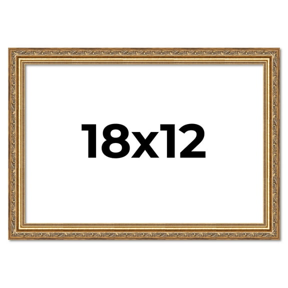 18x12 Frame Gold Solid Wood Picture Frame Width 1.25 Inches | Interior Frame Depth 0.375 Inches |