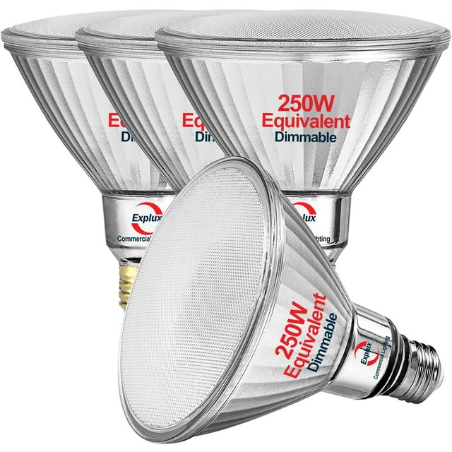 Bombillas LED Explux, 25 W, 3000 lm, PAR38, 3000 K, paquete de 4