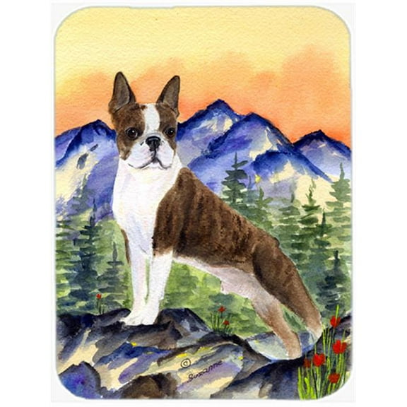 Carolines Treasures SS8162LCB Boston Terrier Glass Cutting Board Large, 12H x 16W, multicolor