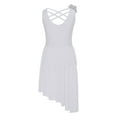 thumbnail image 4 of TiaoBug Girls Sequins Sleeveless Lyrical Irregular Leotard Dress Modern Ballet Jazz Dance Costume White 10, 4 of 6