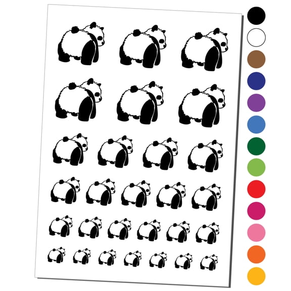 Cute Panda Bear Butt Behind Water Resistant Temporary Tattoo Set Fake Body Art Collection - Light Blue